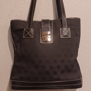 Dooney & Bourke Canvas Leather Signature DB Logo Tote Large Great Condition